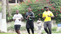 Dodzi Kermah and his trainers preparing for the bout