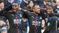 Jordan Ayew celebrating his goal against Brighton & Hove Albion