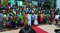 President Akufo-Addo with the winners of the Presidential award.