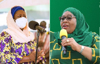 Combination photo of Prof Nana Jane and Tanzania's new president Samia Suluhu