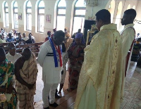 Alfred Obeng Boateng, NPP parliamentary candidate for Bibiani-Anhwiaso-Bekwai, others at church