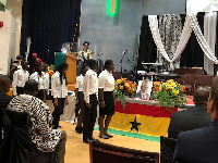 Members of the Toronto Ghanaian SDA Church Pathfinders marching pass Kofi Annan