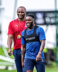 Ghana international Jeffrey Schlupp and his coach Patrick Vieira