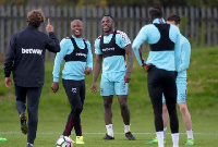 Andre Ayew training with his mates ahead of Emirates trip