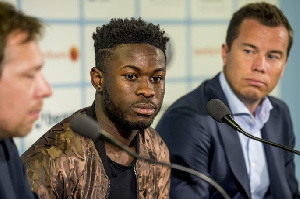 Kingsley Sarfo with officials of Malmo in Sweden