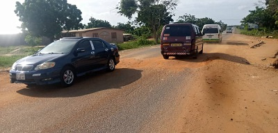 The makeshift ramps on the road