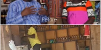 The picture shows when the shop was given to her and its state after three years