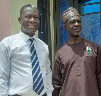 Dr. Maalug with the Bono East Region Chairman, Unas Owusu, at the vetting grounds