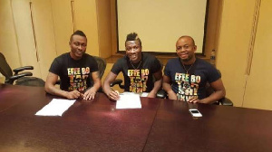 Asamoah Gyan with his management team