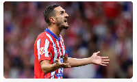 Koke of Atletico de Madrid interacts with the fans during the LaLiga match