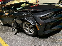 A picture of his car after the accident