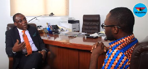 Kofi Bentil with GhanaWeb Editor Kwabena Kyenkyenhene Boateng