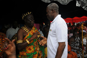 Amissah-Arthur greets some chiefs in the Akyem Kotoku traditional area