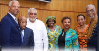 The late John Lewis and a US delegation in a photo with the Rawlings family on his visit to Ghana