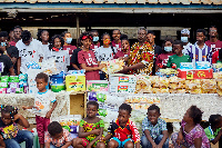 Donors and beneficiaries in a group photograph