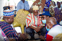 Ursula Owusu-Ekuful with some Pusiga chiefs