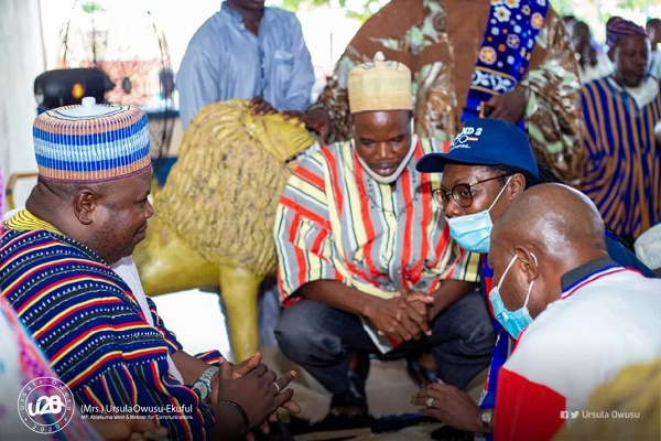 Ursula Owusu-Ekuful with some Pusiga chiefs