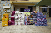 Mobarz farms donated bags of rice, gallons of oil, pieces of full chicken, and many other food items