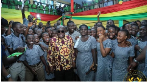 President Akuffo-Addo with some Senior High Schools students