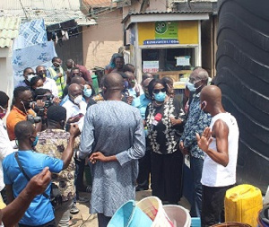 WATER Madam Cecilia Abena Dapaah Third From Right Interacting With Residents Of Chorkor Duringa Visi