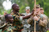 Ghanaian and US soldiers during a training session