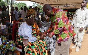 President John Dramani Mahama greeting a chief