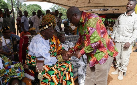 President John Dramani Mahama greeting a chief