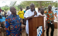 Thomas Hughes Amissah (with mic) has pledged to explore all opportunities in the Central Region