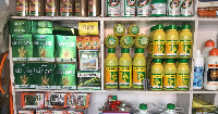 A photograph of some insecticides on the shelves of a shop