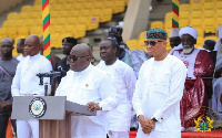 President Akufo-Addo speaking at the Eid-ul-Adha celebrations, at the Independence Square