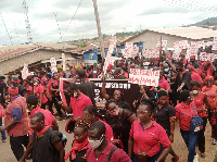 The people of Akyem on Wednesday held a demonstration against Former President Mahama