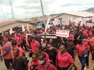 The people of Akyem on Wednesday held a demonstration against Former President Mahama