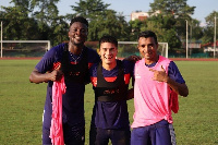 Gyan with some of his new teammates