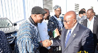 President Nana Addo Dankwa Akufo-Addo in a handshake with some Ghanaians in New York