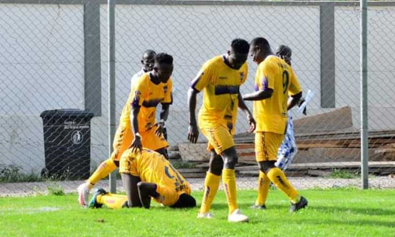 Medeama SC players celebrate their victory