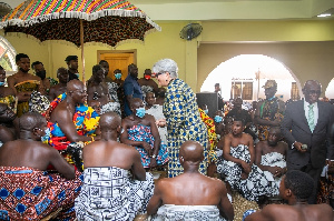 U.S Ambassador to Ghana Stephanie S. Sullivan bidding the Asantehene farewell