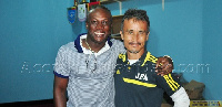 Yaw Preko with Hearts of Oak coach Kenenchi Yatsuhashi