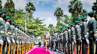 Major General Oumar Diarra, Cheif of Defense staff of Mali arrives at RDF Headquarters. Courtesy