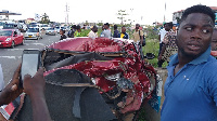 One of the cars which were hit by the truck