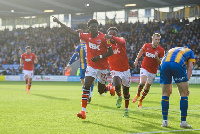 Jes Rak-Sakyi  celebrates a goal