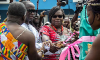 Emmanuel Armah Kofi, MP for Ellembelle, Nana Oye Lithur commissioning the project