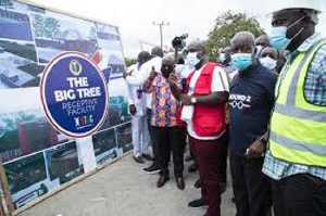 President  Akufo-Addo inspected the works at the Big Tree Tourist site at Aprokumasi