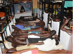 Prisoners jostle for space on the floor in their cells just to catch some sleep