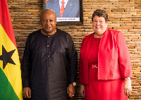 John Mahama and American ambassador Virginia E. Palmer