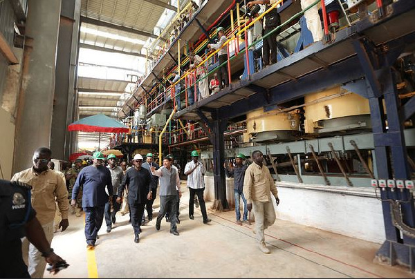 President John Mahama's tour of Komenda Sugar factory.