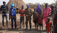 UNMISS peacekeepers from Ghana stationed at a nearby temporary operating base