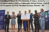 The delegation unveils the plague for Legon Centre for European Studies