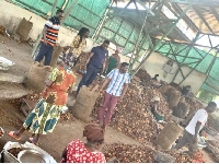 The GSA team being led by the Tema Branch Manager visiting an oil palm mill firm