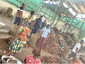 The GSA team being led by the Tema Branch Manager visiting an oil palm mill firm