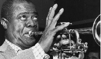 Jazz legend Louis Armstrong on the trumpet